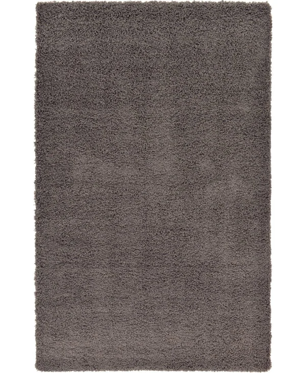 5&x8& Solid Shag Rug Graphite Gray - Unique Loom