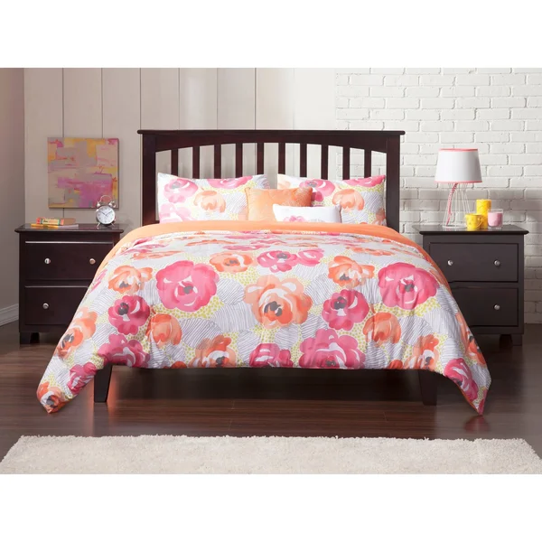 Atlantic Furniture Mission Queen Platform Bed with Open Foot Board in Espresso - Brown