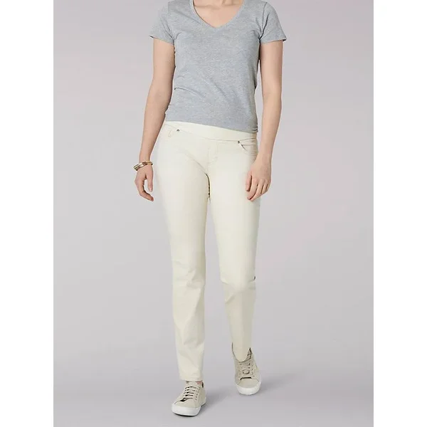 Lee Women's Sculpting Slim Fit Slim Leg Pull on Jean - Size: 16, Beige