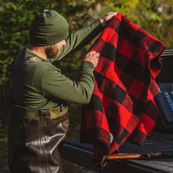 Minus33 White Mountain Woolen Camp Blanket Grey/Blue Plaid