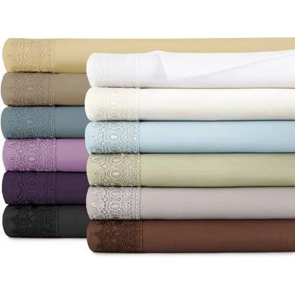 Vintage 4-Piece Crochet Lace Hem Extra Deep Pocket Comfortable Sheet Set by Southshore Fine Line (Queen - Gold), Southshore Fine