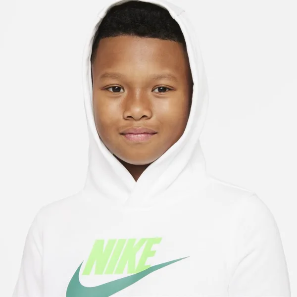 Nike Sportswear Club Fleece Big Kids& Pullover Hoodie in White, Size: XL, CJ7861-107