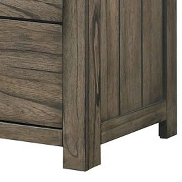 Benzara Wooden Six Drawer Dresser with Natural Grain Finish - Gray