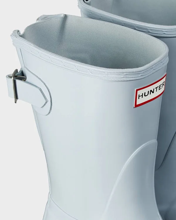 Hunter Women's Original Short Back Adjustable Gloss Rain Boots - Blue