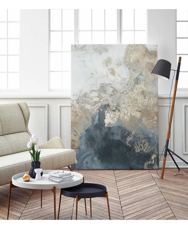 Giant Art 36x22 x 24x22 Ocean Splash II Version Museum Mounted Canvas Print - Blue