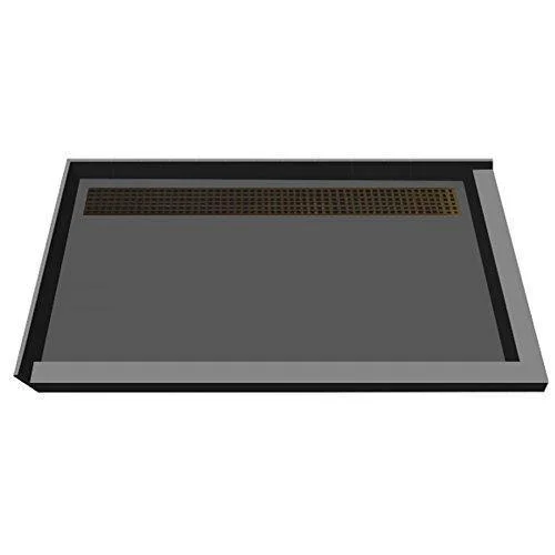 Tile Redi Double Threshold Shower Base with Designer Grate - Bronze