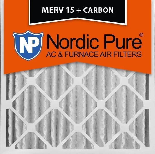 Nordic Pure 20x20x4 MERV 15 Pleated Plus Carbon AC Furnace Air Filters 2 Pack