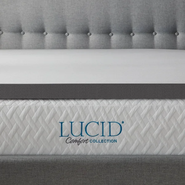 Lucid Comfort Collection 3x22 Bamboo Charcoal Memory Foam Topper - Queen