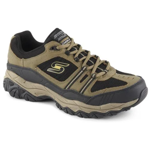 Skechers Men's After Burn Memory Fit Strike Off Sneaker, Pebble/Black