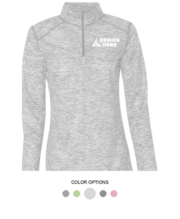 Custom Embroidered Badger Sports Women's Ladies Blend 1/4 Zip Pullover, Size: XL, Silver Blend