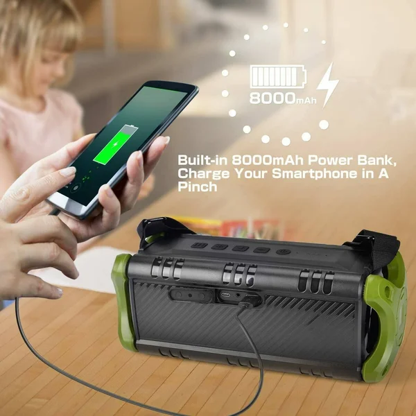 50w(70w Peak) Wireless Bluetooth Speakers Built-in 8000mAh Battery Power Bank, W-King Outdoor Portable Waterproof TWS, NFC Speak