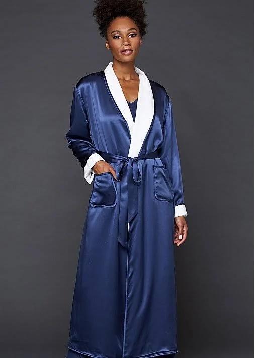 Julianna Rae - Heavenly Womens Spa Robe, INFINITY, XS, Reversible Cotton/Terry Robe with Interior Tie. Comfortable. Elegant, Size