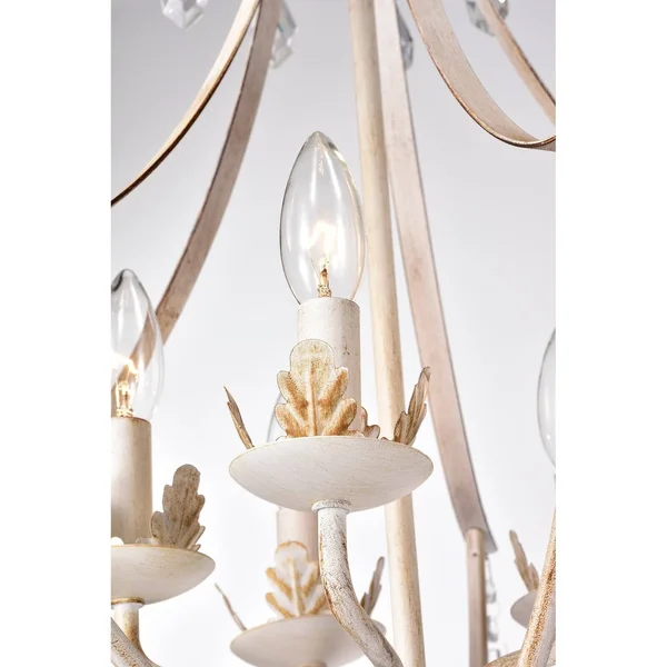 Edvivi 5-Light Antique White and Antique Gold Crystal Chandelier