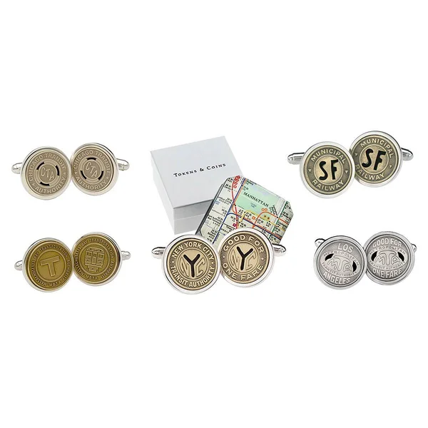 Sterling Silver NYC Subway Token Cufflinks