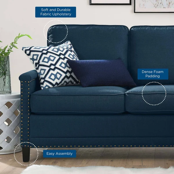 Ashton Upholstered Fabric Sectional Sofa Light Gray Modway