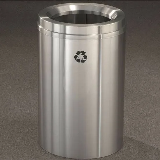 Glaro RecyclePro I Receptacle, 12 Gallon, 12x22 W, 7x22 Dia. Hole, No Message, Only Recycling Logo, Espresso Brown Finish, Satin