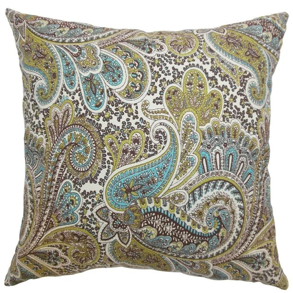The Pillow Collection Dorcas Paisley Chocolate Feather Filled Throw Pillow, Size: 18 x 18