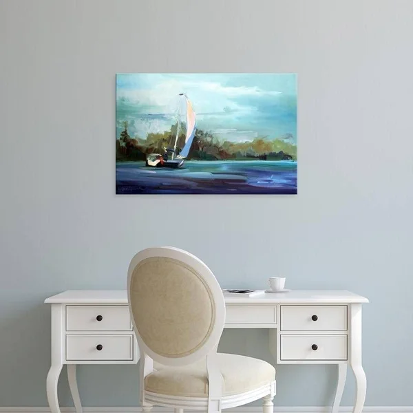 Easy Art Prints Carol Hallock's 'Sailboat' Premium Canvas Art - 24 x 36 - Brazilian Barnwood Frame