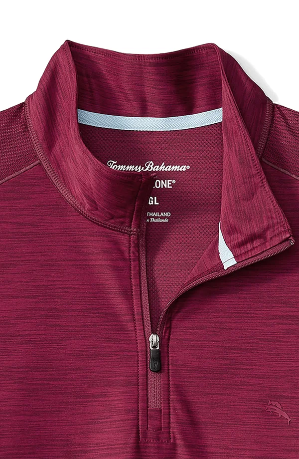 Tommy Bahama Big Tall IslandZone Palm Coast Half-Zip Recycled Materials Pullover, Mens, 2XLT, Beet Red