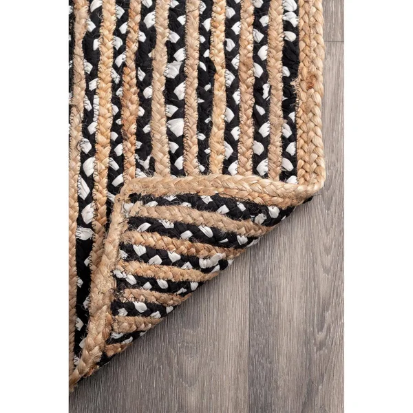 nuLOOM Glinda Natural Fiber Round Area Rug - Black/Grey, 6&