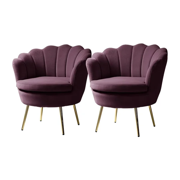 Gaitana Upholstered Barrel Chair with Tufted Back, Set of 2 - Mustard