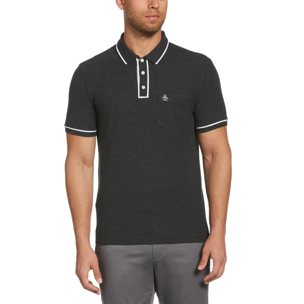 Original Penguin Earl Polo (Dark Charcoal Heather 1) Men's Short Sleeve Pullover