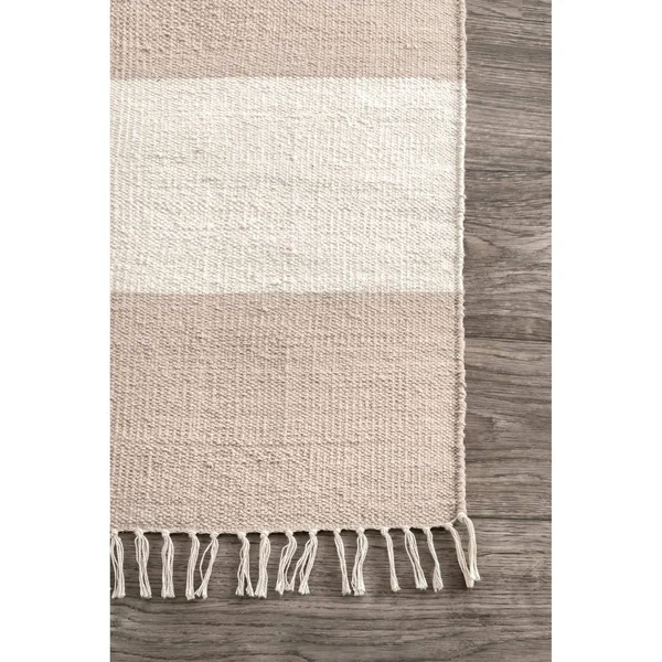 nuLOOM Rugs Ashlee Striped Flatweave Beige 7& 6x22 x 9& 6x22 Area Rug
