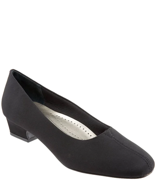 Trotters Doris Pumps - Women's, Black Micro, Size: 8.5