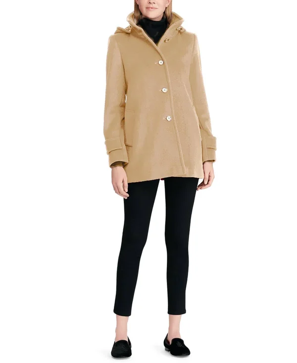 Lauren Ralph Lauren Wool-Blend Hooded Coat - Created for Macy&s - Camel