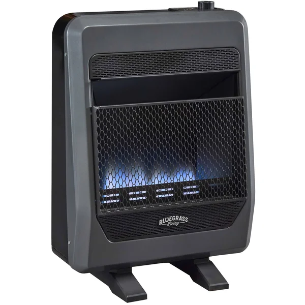 Bluegrass Living Natural GAS Vent Free Blue Flame GAS Space Heater with Blower and Base Feet - 20, 000 BTU - Model#B20TNB-BB