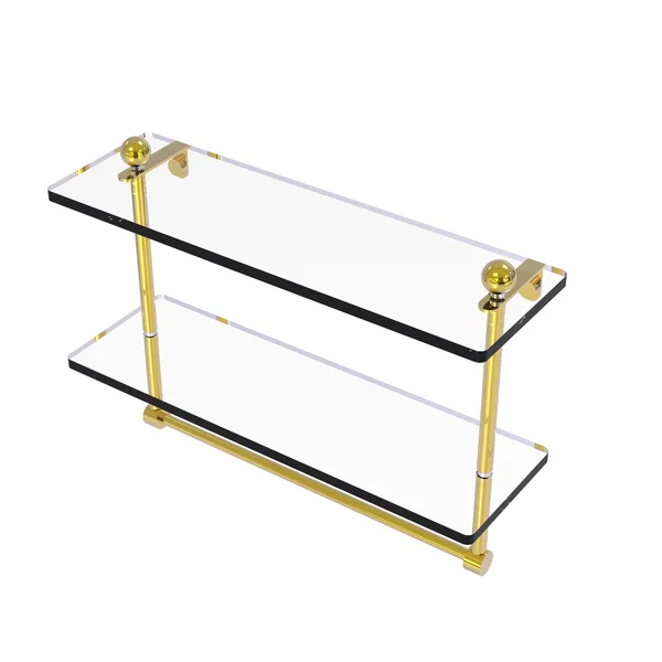 Allied Brass 16 inch Two Tiered Glass Shelf with Integrated Towel Bar