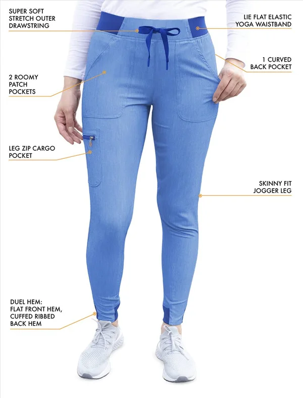 Adar Pro Heather Modern Athletic Scrub Set for Women - Modern V-Neck Scrub Top & Yoga Jogger Scrub Pants - P9500H - Heather