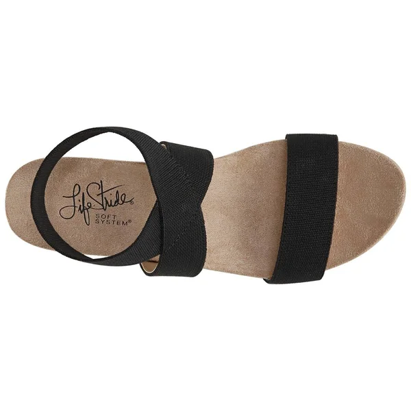 LifeStride Del Mar Women's Wedge Sandals - Size: 9.5 Wide, Black