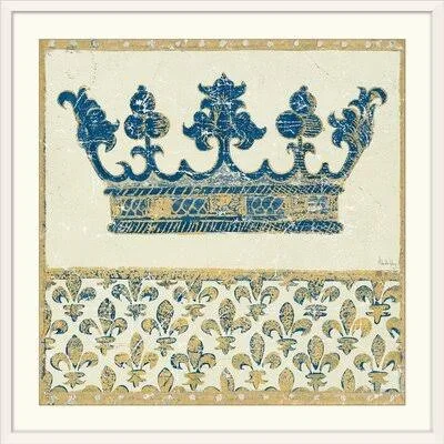 &Regal Crown Indigo and Cream& by Meloushka Designs Graphic Art Print Great Big Canvas Format: White Frame, Size: 20x22 H x 20x2