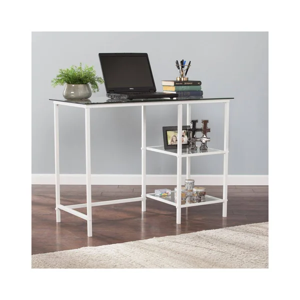 Southern Enterprises Layton Metal & Glass Student Desk - White