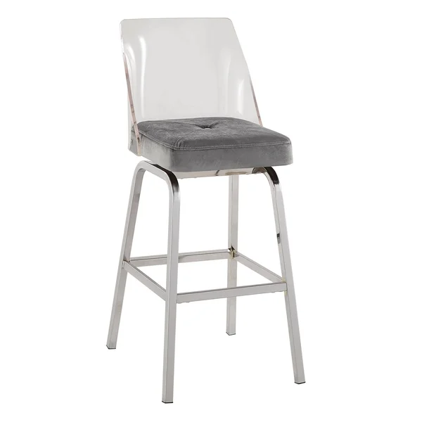 Set of 2 29x22 Svana Chrome Finish Velvet Barstools Blue/Steel - Inspire Q