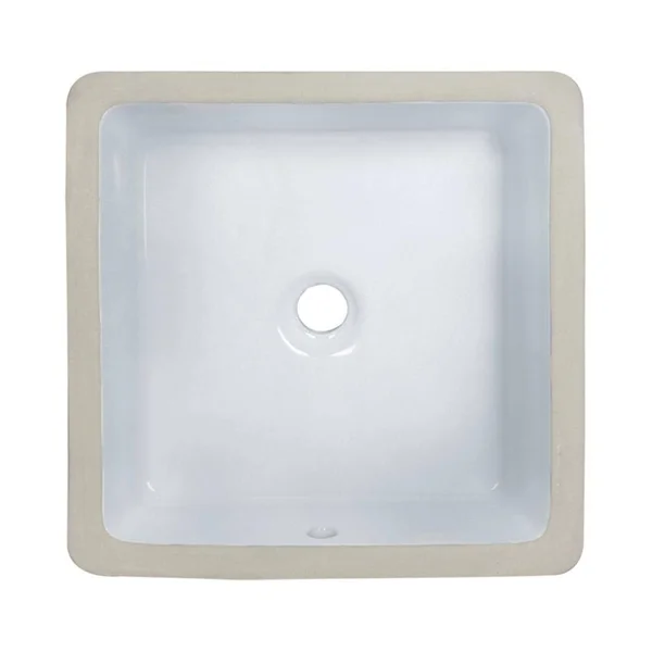 Mr Direct U1414-W-PUD-BN White Undermount Porcelain Bathroom Sink Ensemble, Brushed Nickel