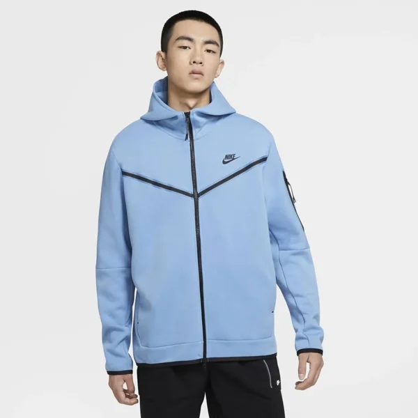 Nike Mens Tech Fleece Full-Zip Hoodie - Blue Beyond/Black Size S