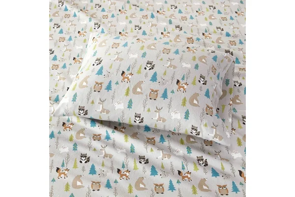True North by Sleep Philosophy Cozy Flannel Sheet Set - Multi Forest Animals - King