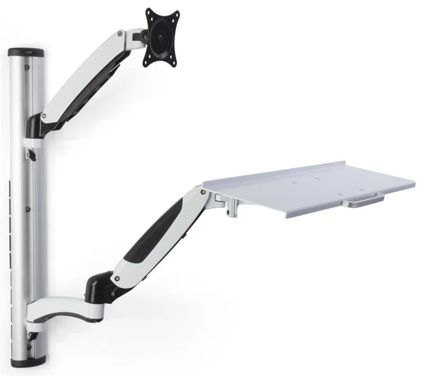 Displays2go Monitor Desk Mount Stands - Aluminum, Adjustable Height Silver (vmsswwma27)