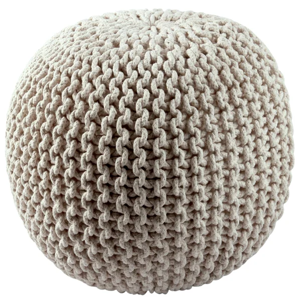 Pouf Ottoman Cotton Rope - Off White, 16-inch, 18 x 18 x 16