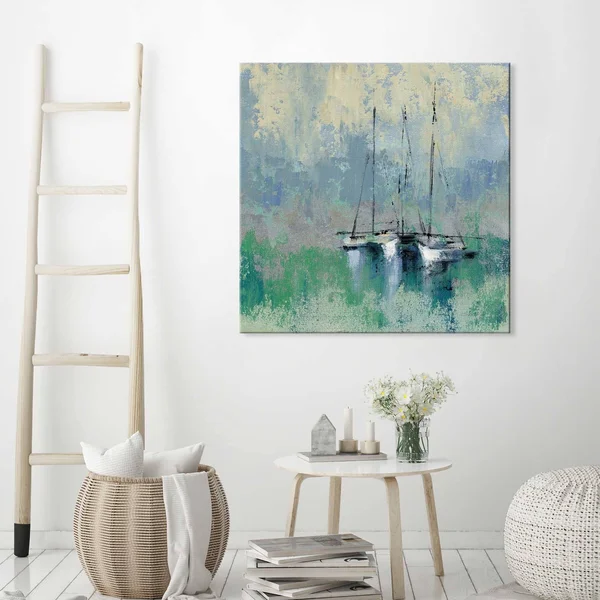 Picture Perfect International Silvia Vassileva Boats in The Harbor II Giclee Stretched Canvas Wall Art - Size: 18 x 18