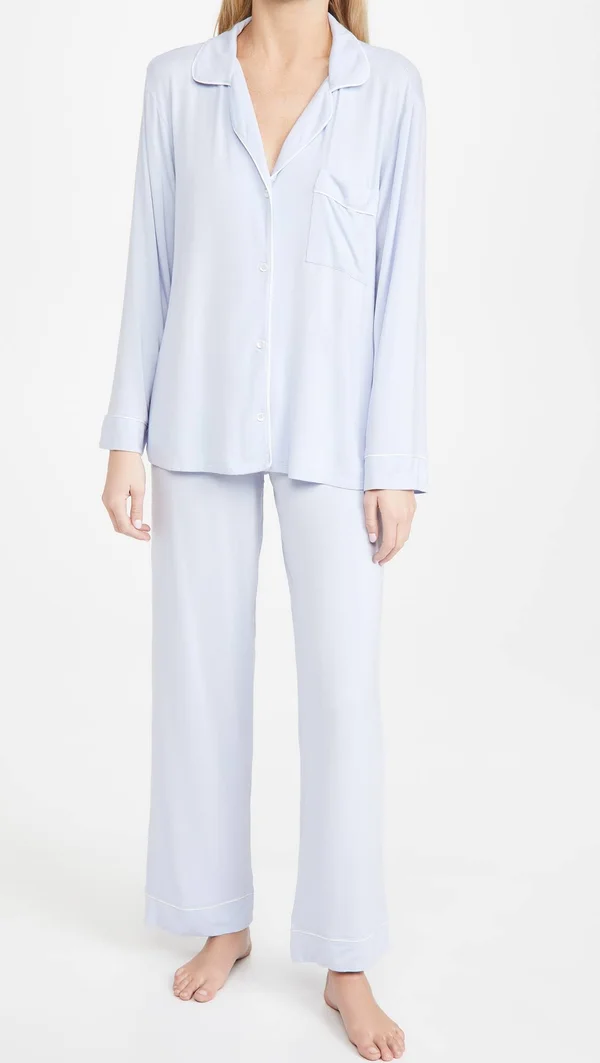 Eberjey Gisele Long PJ Set - Light Orchid/Ivory