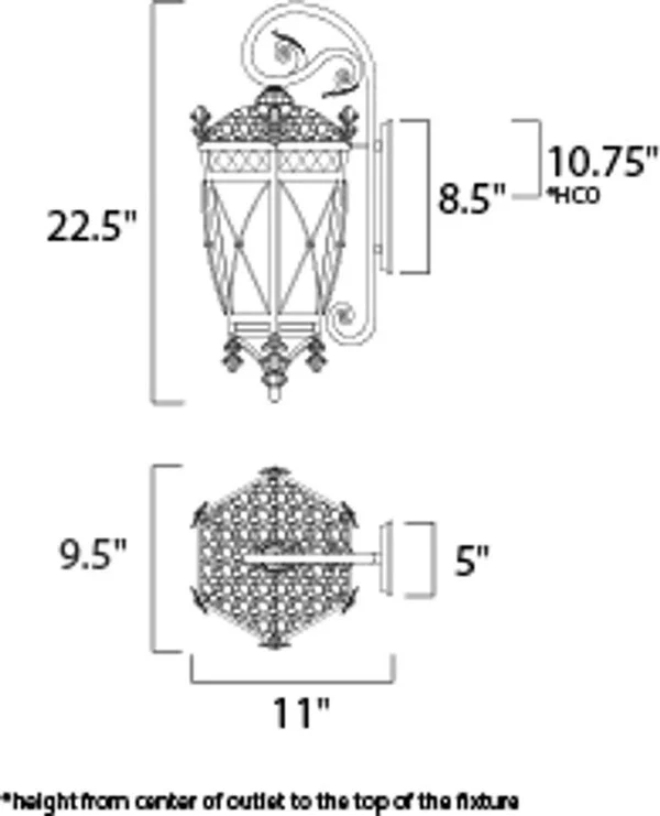 Maxim Lighting Canterbury DC Outdoor Wall Sconce, Size: 9.5W x 9.5D x 22.5H in.