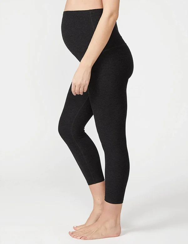 Beyond Yoga Maternity Empire Waisted Capri Leggings Darkest Night, Women's, Size: XS, Black