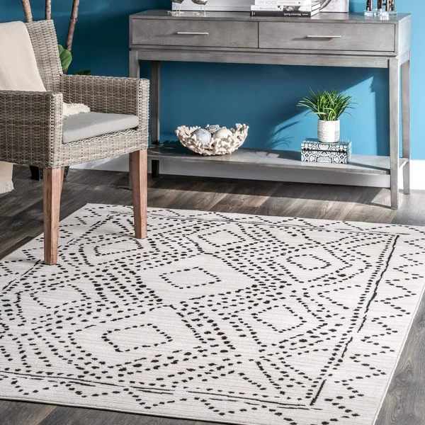 nuLOOM Mila Dotted Diamond Trellis Gray 8 ft. x 10 ft. Area Rug