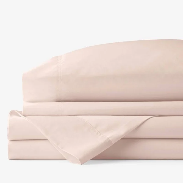 Company Cotton Bamboo Sateen Sheet Set - Shell - Orange/Coral - Size Twin, The Company Store