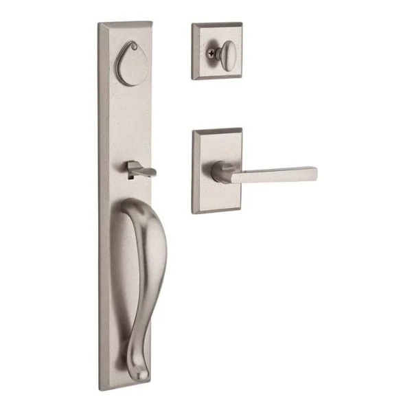 Baldwin Reserve SCLONXTAPLRSR492S Single Cylinder Longview Handleset Left Hand Taper Lever and Rustic Square Rose with SmartKey