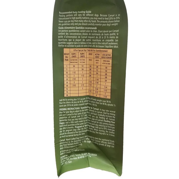 Carna4 Hand Crafted Dog Food - 13-Pound, Duck