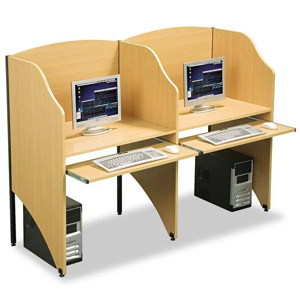 Essentials by MooreCo Deluxe Add-A-Carrel - Carrel desk - rectangular - teak